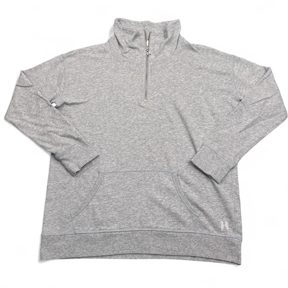 Victoria's Secret 1/4 Zip Sweatshirt Womens Size Large Light Gray Pullover Angel